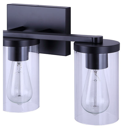 Canarm Britton 21in 3-Light Vanity Light | Industrial Matte Black and Clear Glass | Bathroom & Powder Room | 21 x 6 x 9.625 in | Model IVL1234A03BK