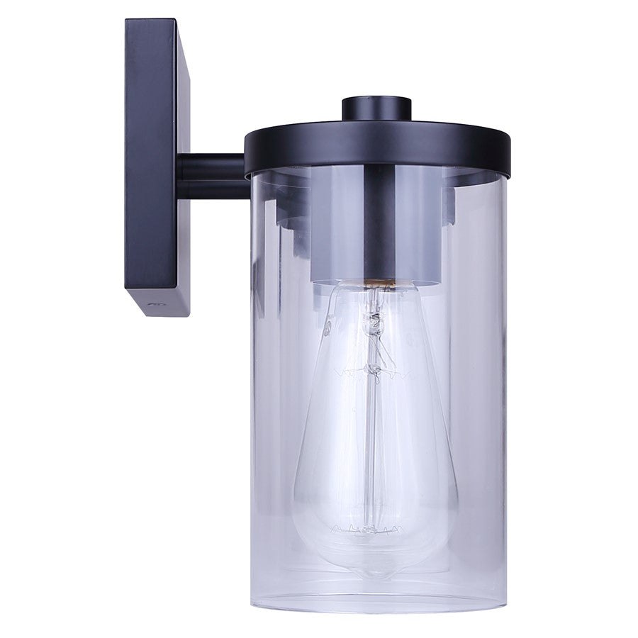 Canarm Britton 21in 3-Light Vanity Light | Industrial Matte Black and Clear Glass | Bathroom & Powder Room | 21 x 6 x 9.625 in | Model IVL1234A03BK