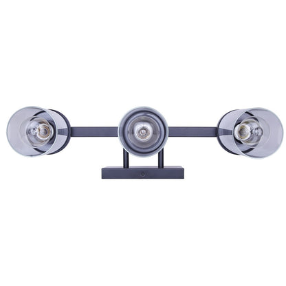 Canarm Britton 21in 3-Light Vanity Light | Industrial Matte Black and Clear Glass | Bathroom & Powder Room | 21 x 6 x 9.625 in | Model IVL1234A03BK