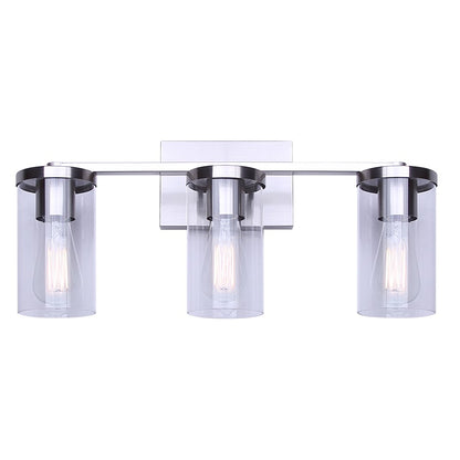 Canarm Britton 21in 3-Light Vanity Light | Modern Brushed Nickel and Clear Glass | Bathroom & Powder Room | 21 x 6 x 9.625 in | Model IVL1234A03BN