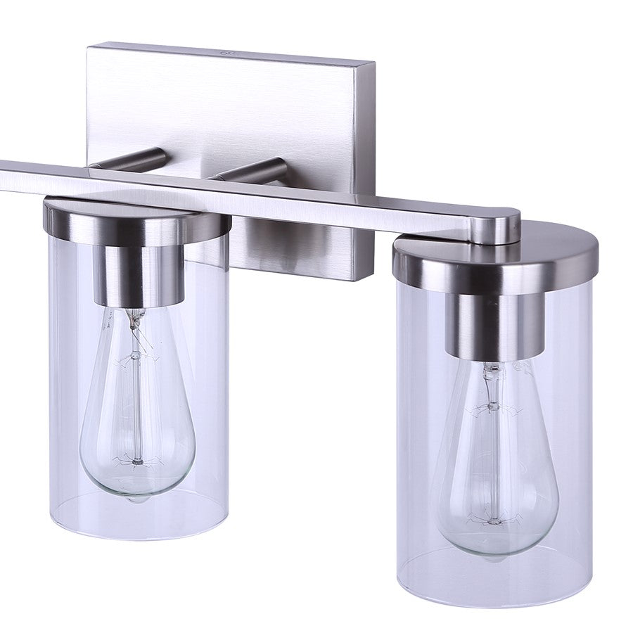 Canarm Britton 21in 3-Light Vanity Light | Modern Brushed Nickel and Clear Glass | Bathroom & Powder Room | 21 x 6 x 9.625 in | Model IVL1234A03BN