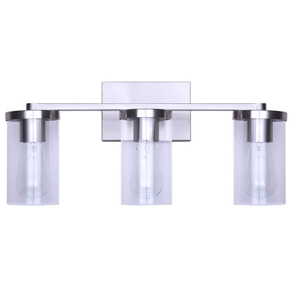 Canarm Britton 21in 3-Light Vanity Light | Modern Brushed Nickel and Clear Glass | Bathroom & Powder Room | 21 x 6 x 9.625 in | Model IVL1234A03BN