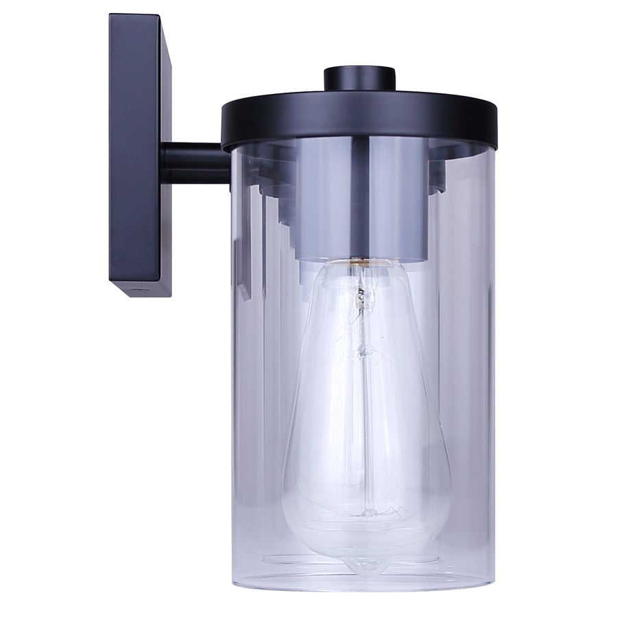 Canarm Britton 28in 4-Light Vanity Light | Industrial Matte Black and Clear Glass | Bathroom & Powder Room | 28 x 6 x 9.625 in | Model IVL1234A04BK