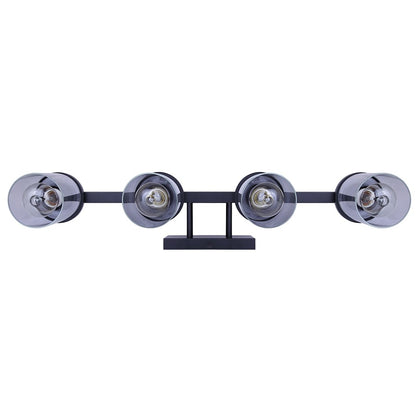 Canarm Britton 28in 4-Light Vanity Light | Industrial Matte Black and Clear Glass | Bathroom & Powder Room | 28 x 6 x 9.625 in | Model IVL1234A04BK