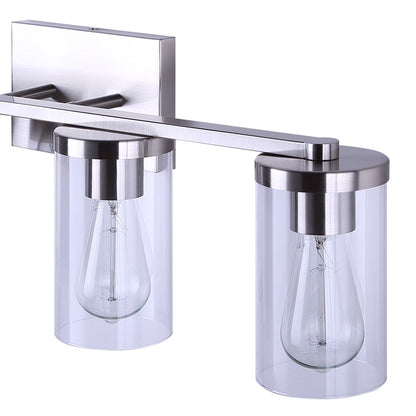 Canarm Britton 28in 4-Light Vanity Light | Modern Brushed Nickel and Clear Glass | Bathroom & Powder Room | 28 x 6 x 9.625 in | Model IVL1234A04BN