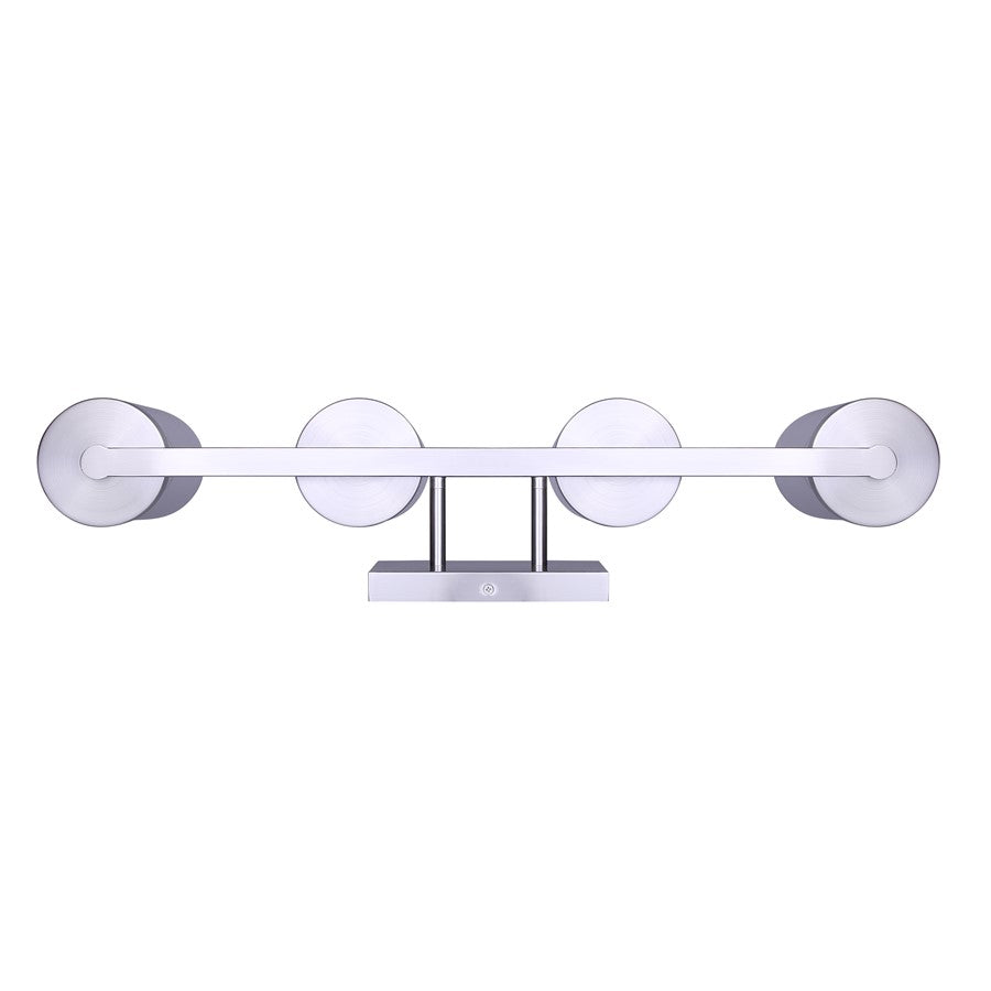 Canarm Britton 28in 4-Light Vanity Light | Modern Brushed Nickel and Clear Glass | Bathroom & Powder Room | 28 x 6 x 9.625 in | Model IVL1234A04BN