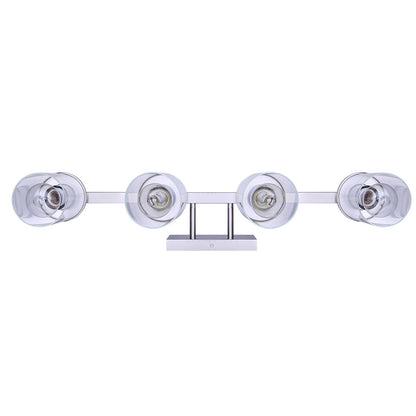 Canarm Britton 28in 4-Light Vanity Light | Modern Brushed Nickel and Clear Glass | Bathroom & Powder Room | 28 x 6 x 9.625 in | Model IVL1234A04BN