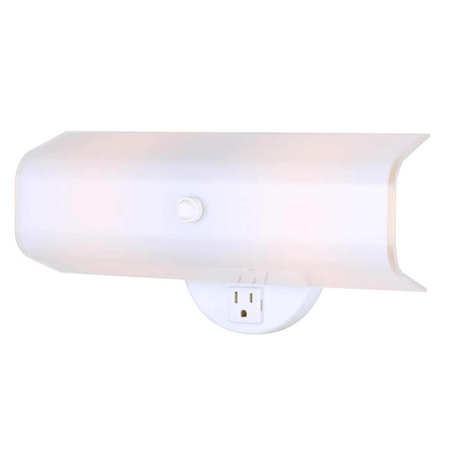 Canarm Signature IVL211 2-Light Vanity Light | White Steel and White Glass | Bathroom & Dressing Room | 12 x 4.5 x 4.5 in | Model IVL211