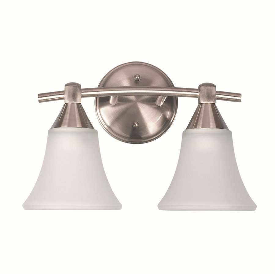 Canarm Grace IVL221A02BPT 2-Light Vanity Light | Brushed Pewter Steel and Opal Glass | Bathroom & Powder Room | 12.5 x 7.5 x 9 in | Model IVL221A02BPT