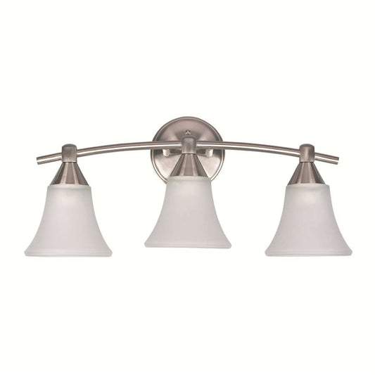 Canarm Grace 3-Light Bathroom Vanity Light | Brushed Pewter Steel with White Opal Glass | Bathroom & Powder Room | Model IVL221A03BPT