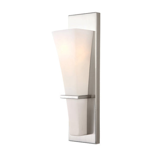 Canarm Laurel 1-Light Bathroom Vanity Light | Brushed Nickel Steel with Flat Opal Glass | Bathroom & Powder Room | Model IVL238B01BN