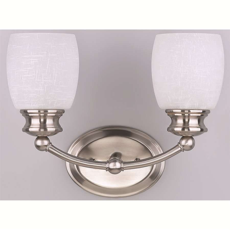 Canarm Palms 2-Light Bathroom Vanity Light | Brushed Pewter Steel with White Linen Glass | Bathroom & Powder Room | Model IVL257A02BPT