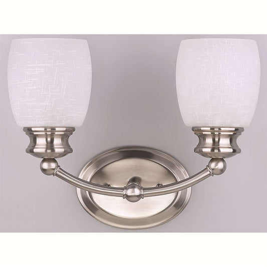 Canarm Palms 2-Light Bathroom Vanity Light | Brushed Pewter Steel with White Linen Glass | Bathroom & Powder Room | Model IVL257A02BPT