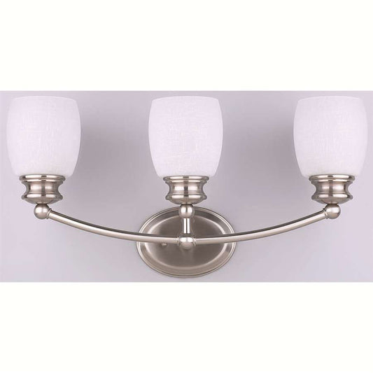 Canarm Palms 21.5in 3-Light Vanity Light | Brushed Pewter Steel and White Linen Glass | Bathroom Vanity | 21.5 x 6.25 x 10.75 in | Model IVL257A03BPT