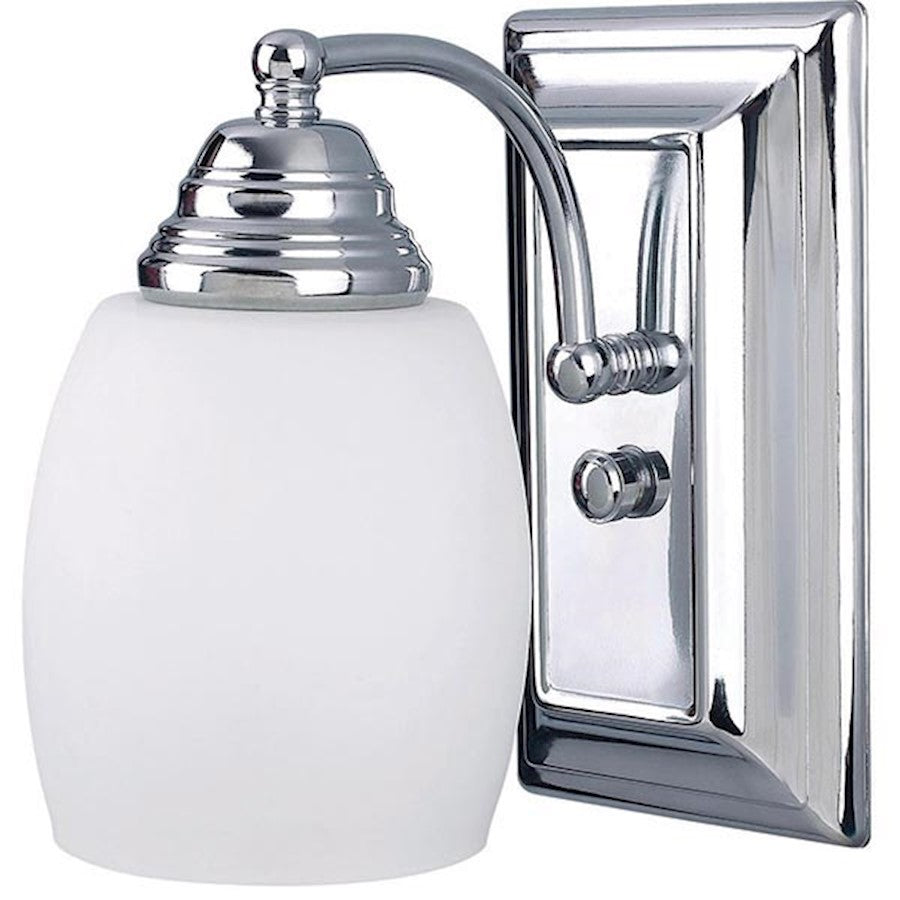 Canarm Griffin 7.25in 1-Light Vanity Light | Chrome Steel and White Opal Glass | Bathroom Vanity | 7.25 x 4.625 x 7.25 in | Model IVL259A01CH
