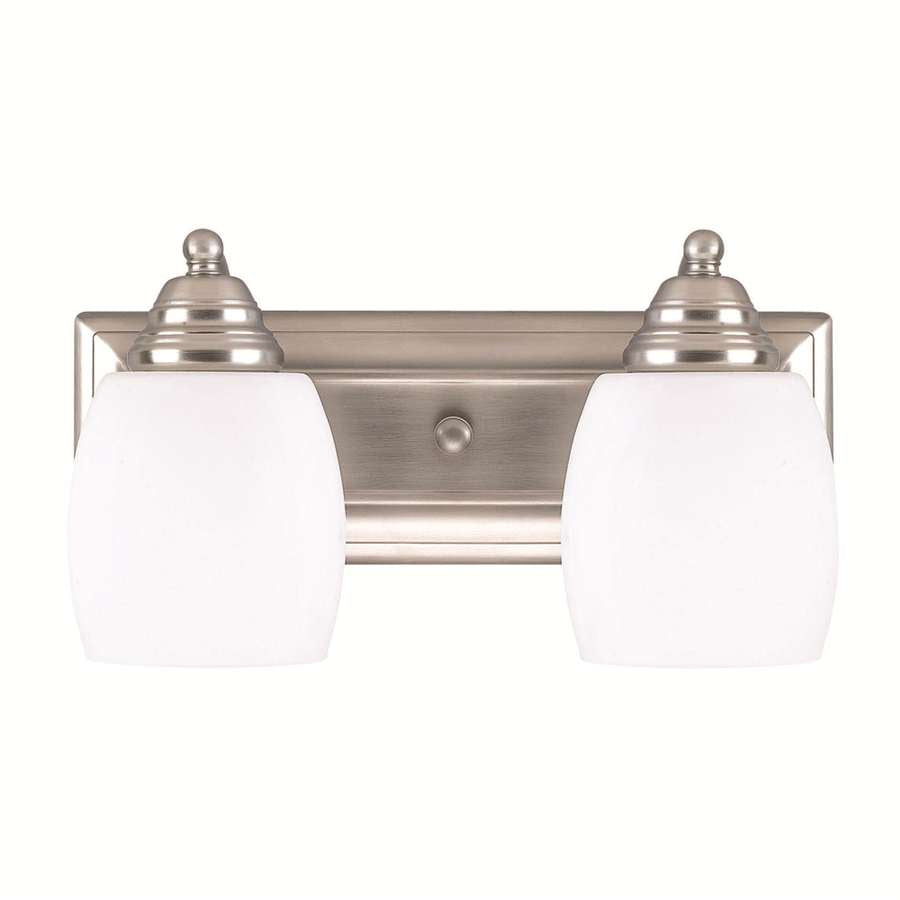 Canarm Griffin 14in 2-Light Vanity Light | Brushed Pewter Steel and White Opal Glass | Bathroom Vanity | 14 x 7.25 x 7.25 in | Model IVL259A02BPT