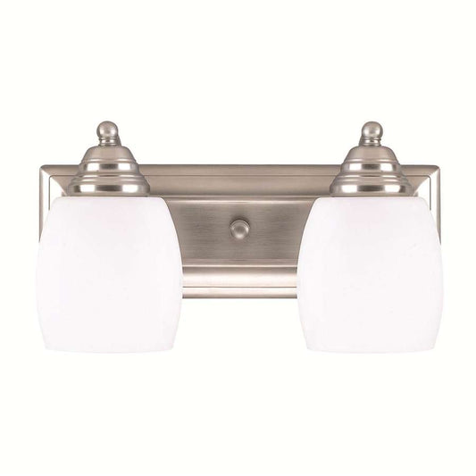 Canarm Griffin 14in 2-Light Vanity Light | Brushed Pewter Steel and White Opal Glass | Bathroom Vanity | 14 x 7.25 x 7.25 in | Model IVL259A02BPT
