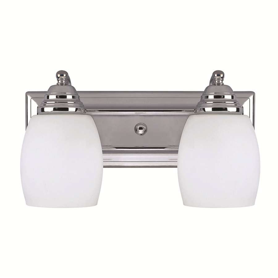 Canarm Griffin 14in 2-Light Bathroom Vanity Light | Chrome Steel and White Opal Glass | Bathroom Vanity | 7.25 x 14 x 7.25 in | Model IVL259A02CH