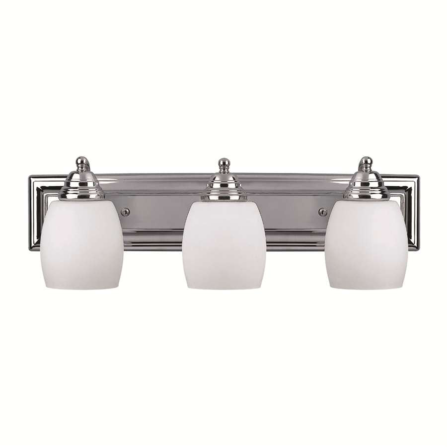 Canarm Griffin 24in 3-Light Bathroom Vanity Light | Chrome Steel and White Opal Glass | Bathroom Vanity | 7.25 x 24 x 7.25 in | Model IVL259A03CH