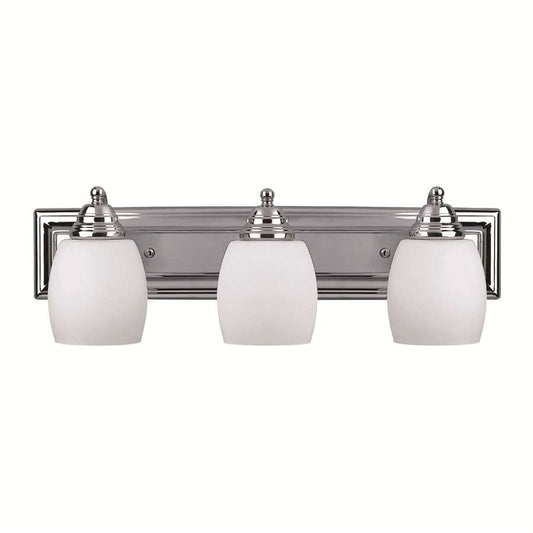 Canarm Griffin 24in 3-Light Bathroom Vanity Light | Chrome Steel and White Opal Glass | Bathroom Vanity | 7.25 x 24 x 7.25 in | Model IVL259A03CH