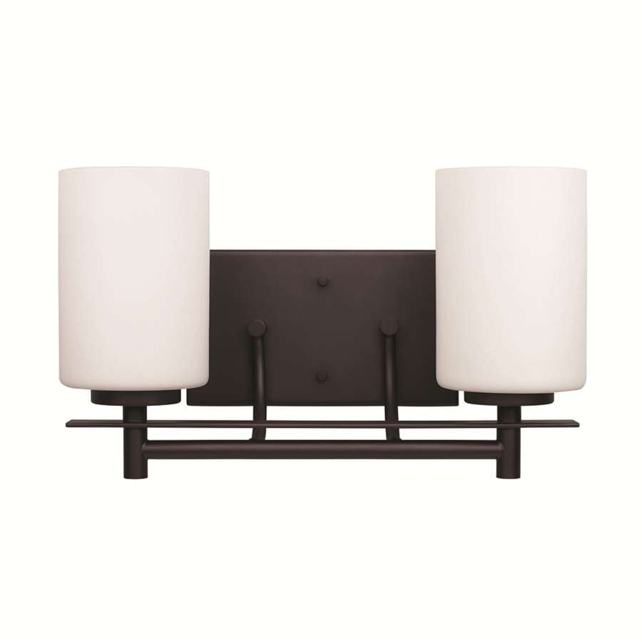 Canarm Carlton 2-Light Vanity | Oil Rubbed Bronze and White Flat Opal Glass | Bathroom Vanity Light | 14 x 7.25 x 8.25 in | Model IVL363A02ORB
