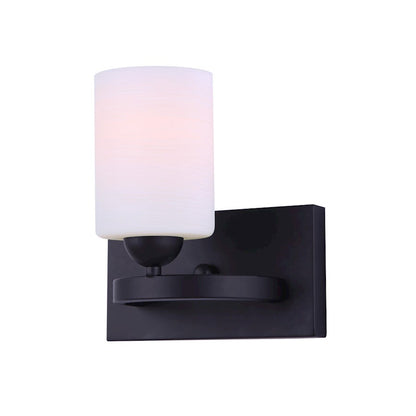 Canarm Hampton 1-Light Wall Sconce | Transitional Matte Black and Clear Glass | Bathroom Vanity & Hallway | 8.5 x 8.25 x 6 in | Model IVL370A01BK