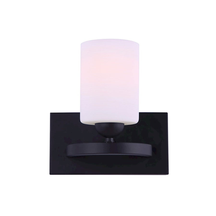 Canarm Hampton 1-Light Wall Sconce | Transitional Matte Black and Clear Glass | Bathroom Vanity & Hallway | 8.5 x 8.25 x 6 in | Model IVL370A01BK