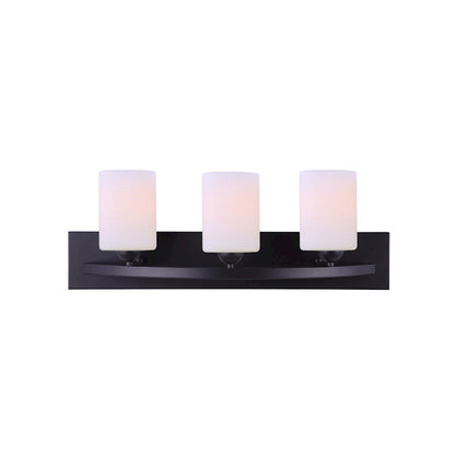 Canarm Hampton 24in 3-Light Vanity | Matte Black and White Glass | Bathroom Vanity Light | 24 x 7 x 8.5 in | Model IVL370A03BK
