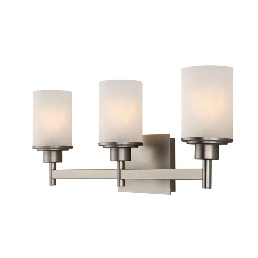 Canarm Lyndi 22in 3-Light Vanity | Brushed Nickel and White Etched Linen Glass | Bathroom Vanity Light | 22 x 5.125 x 9.25 in | Model IVL408A03BN