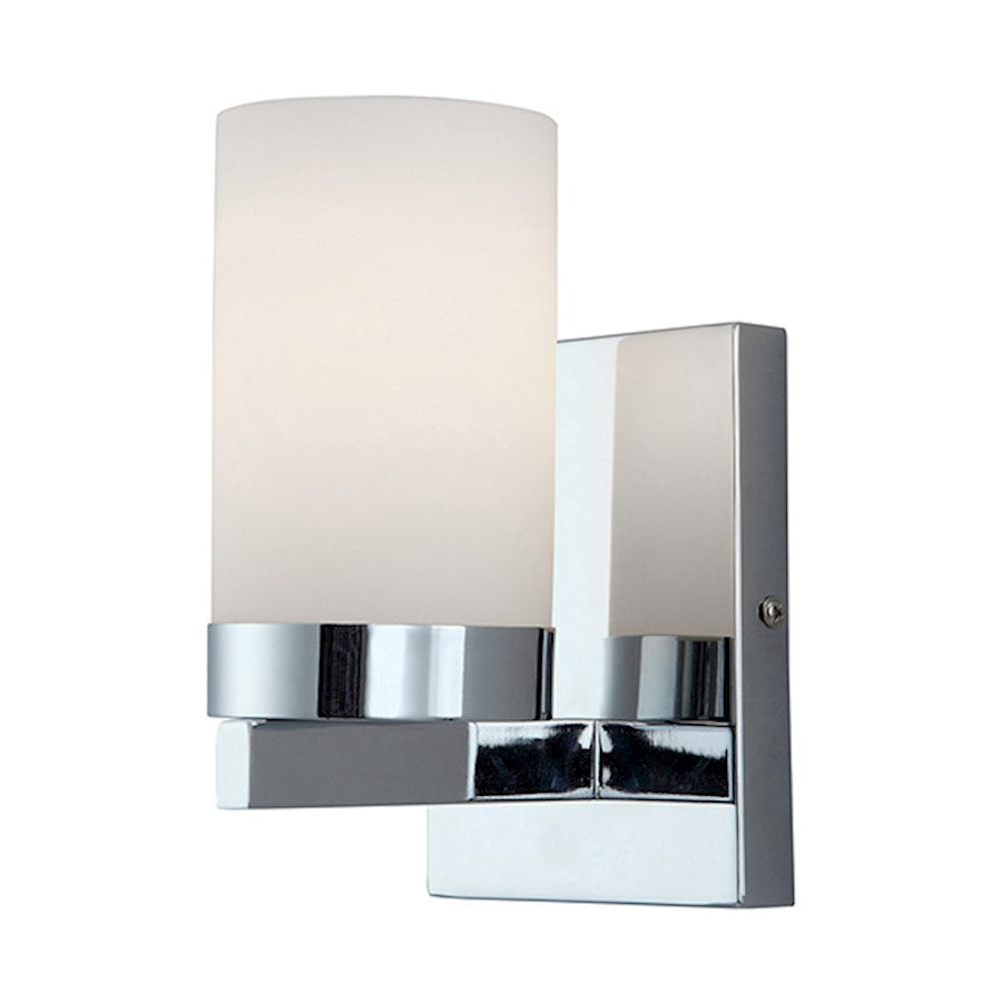 Canarm Milo 1-Light Vanity | Chrome and White Opal Glass | Bathroom & Powder Room | 4.75 x 5.75 x 8.25 in | Model IVL429A01CH