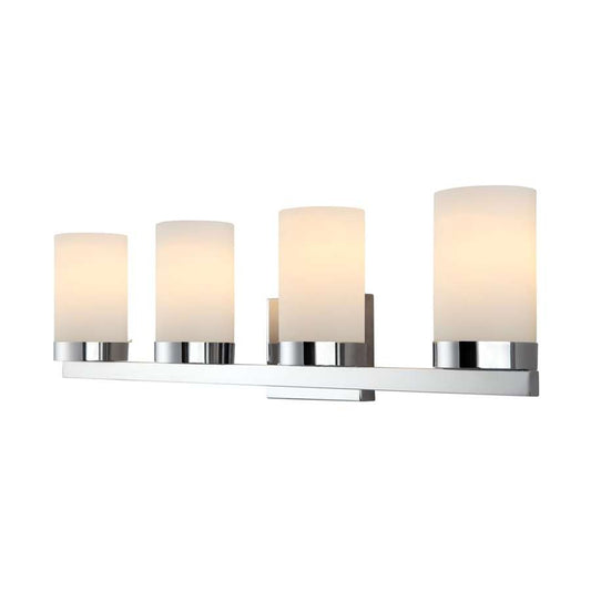 Canarm Milo 30in 4-Light Vanity Light | Chrome Steel and White Opal Glass | Bathroom Vanity | 30 x 6 x 8 in | Model IVL429A04CH