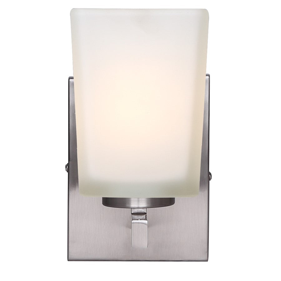 Canarm Hartley 8in 1-Light Wall Sconce | Brushed Nickel Steel and White Opal Glass | Bathroom & Hallway | 5 x 6 x 8 in | Model IVL472A01BN