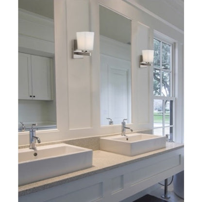 Canarm Hartley 8in 1-Light Wall Sconce | Brushed Nickel Steel and White Opal Glass | Bathroom & Hallway | 5 x 6 x 8 in | Model IVL472A01BN
