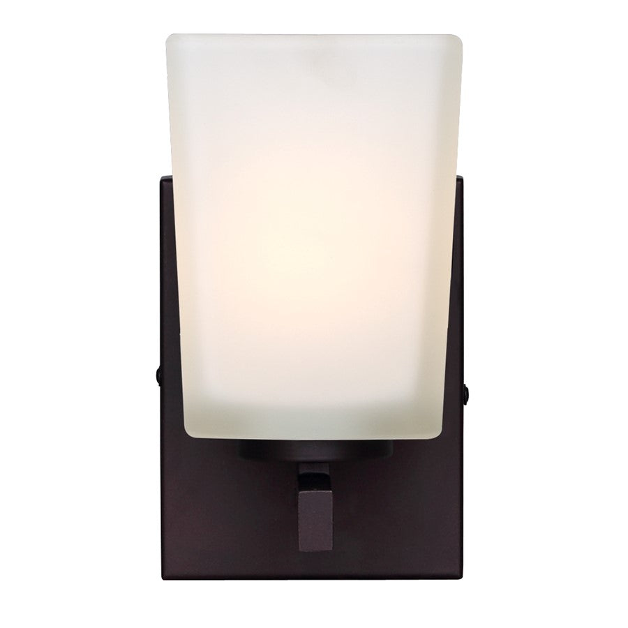Canarm Hartley 6in 1-Light Vanity | Mid-Century Oil Rubbed Bronze and White Opal Glass | Bathroom & Powder Room | 6 x 4 x 8 in | Model IVL472A01ORB
