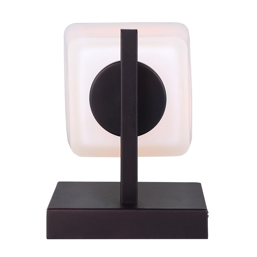 Canarm Hartley 6in 1-Light Vanity | Mid-Century Oil Rubbed Bronze and White Opal Glass | Bathroom & Powder Room | 6 x 4 x 8 in | Model IVL472A01ORB