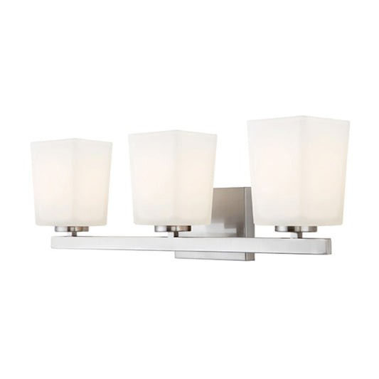 Canarm Hartley 23in 3-Light Vanity | Mid-Century Brushed Nickel and White Opal Glass | Bathroom & Powder Room | 23 x 6 x 8 in | Model IVL472A03BN