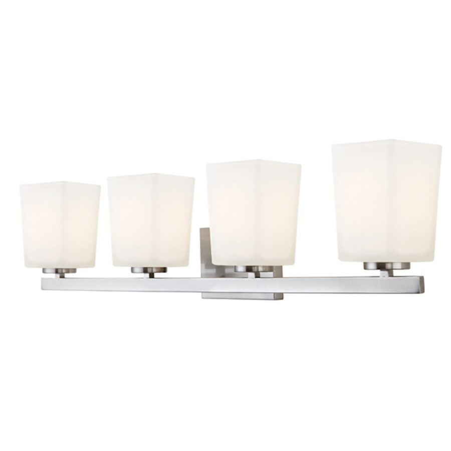 Canarm Hartley 31in 4-Light Vanity | Brushed Nickel and White Opal Glass | Bathroom Vanity Light | 31 x 6 x 8 in | Model IVL472A04BN