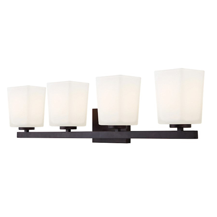 Canarm Hartley 31in 4-Light Vanity | Oil Rubbed Bronze and White Opal Glass | Bathroom Vanity Light | 31 x 6 x 8 in | Model IVL472A04ORB