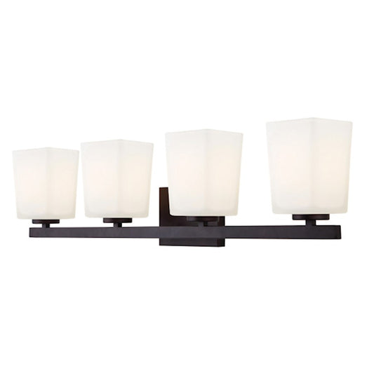 Canarm Hartley 31in 4-Light Vanity | Oil Rubbed Bronze and White Opal Glass | Bathroom Vanity Light | 31 x 6 x 8 in | Model IVL472A04ORB