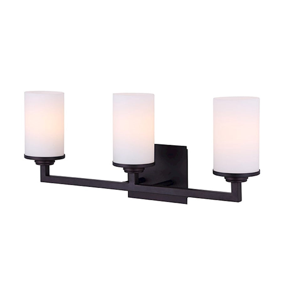 Canarm River 23in 3-Light Vanity | Oil Rubbed Bronze and Flat Opal Glass | Bathroom Vanity Light | 23 x 6 x 10 in | Model IVL578A03ORB