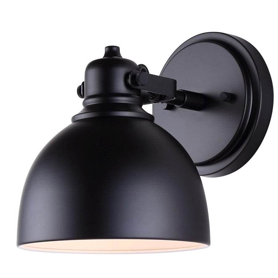 Canarm Polo 8in 1-Light Wall Sconce | Matte Black Metal | Bathroom Vanity & Hallway | 8 x 6 x 8 in | Model IVL622A01BK