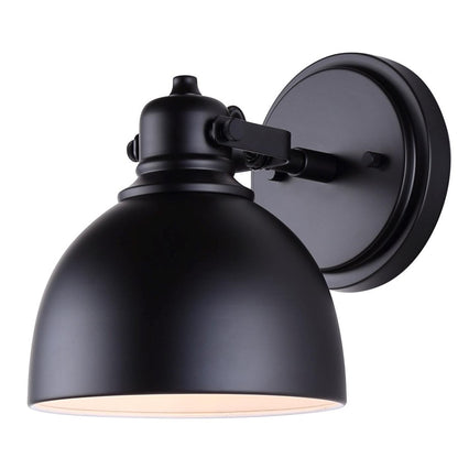 Canarm Polo 8in 1-Light Wall Sconce | Matte Black Metal | Bathroom Vanity & Hallway | 8 x 6 x 8 in | Model IVL622A01BK