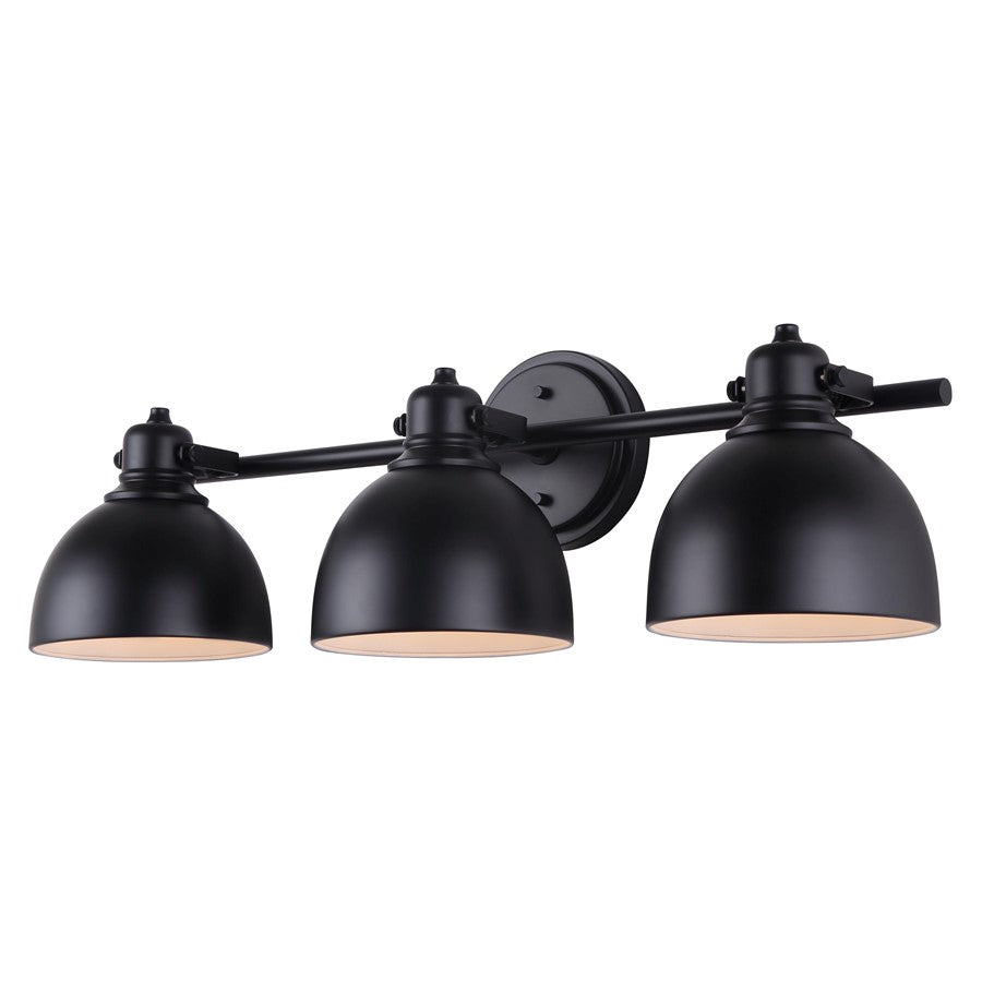 Canarm Polo 25in 3-Light Vanity Light | Matte Black Metal | Bathroom Vanity & Powder Room | 25 x 8 x 8 in | Model IVL622A03BK