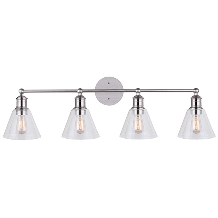 Canarm Larken 35in 4-Light Vanity Light | Brushed Nickel and Clear Glass | Bathroom & Powder Room | 35 x 10 x 6 in | Model IVL628A04BN
