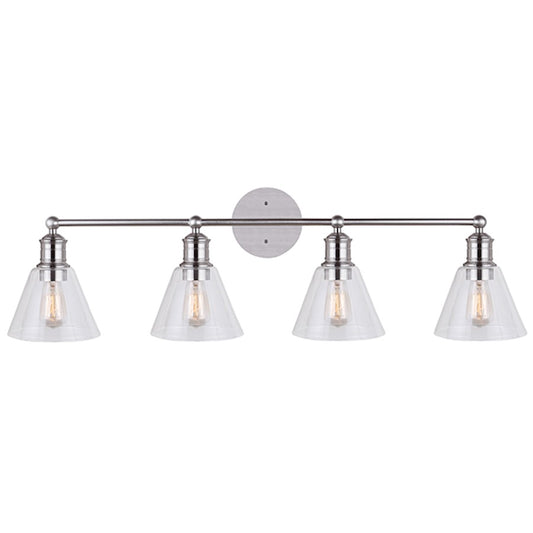 Canarm Larken 35in 4-Light Vanity Light | Brushed Nickel and Clear Glass | Bathroom & Powder Room | 35 x 10 x 6 in | Model IVL628A04BN