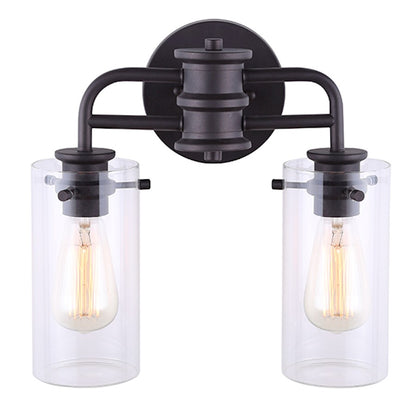Canarm Albany 14in 2-Light Vanity | Oil Rubbed Bronze and Clear Glass | Bathroom Vanity Light | 14 x 6 x 13 in | Model IVL679A02ORB