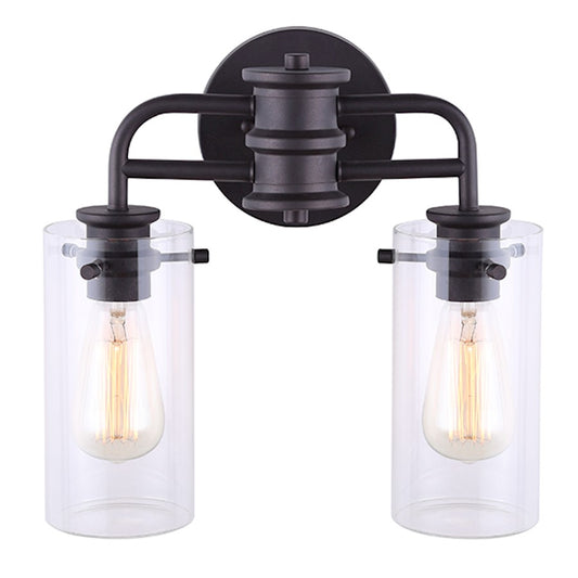 Canarm Albany 14in 2-Light Vanity | Oil Rubbed Bronze and Clear Glass | Bathroom Vanity Light | 14 x 6 x 13 in | Model IVL679A02ORB