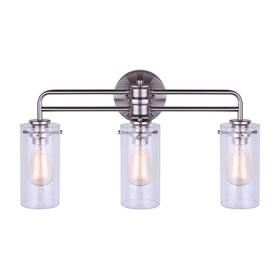 Canarm Albany 24in 3-Light Vanity | Brushed Nickel and Clear Glass | Bathroom Vanity Light | 24 x 6 x 13 in | Model IVL679A03BN