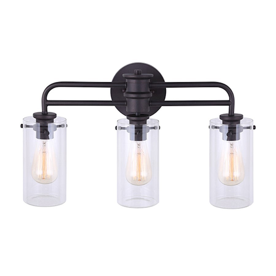 Canarm Albany 24in 3-Light Vanity | Oil Rubbed Bronze and Clear Glass | Bathroom Vanity Light | 24 x 6 x 13 in | Model IVL679A03ORB
