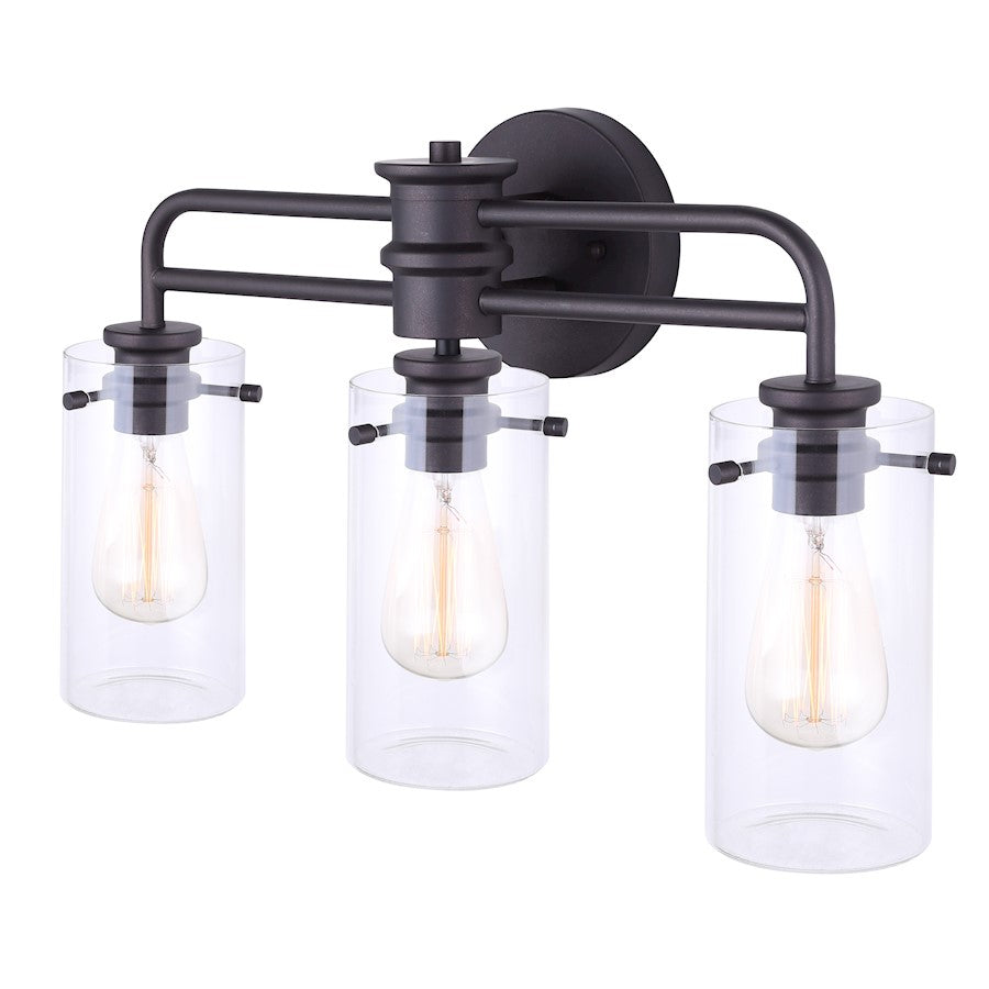 Canarm Albany 24in 3-Light Vanity | Oil Rubbed Bronze and Clear Glass | Bathroom Vanity Light | 24 x 6 x 13 in | Model IVL679A03ORB